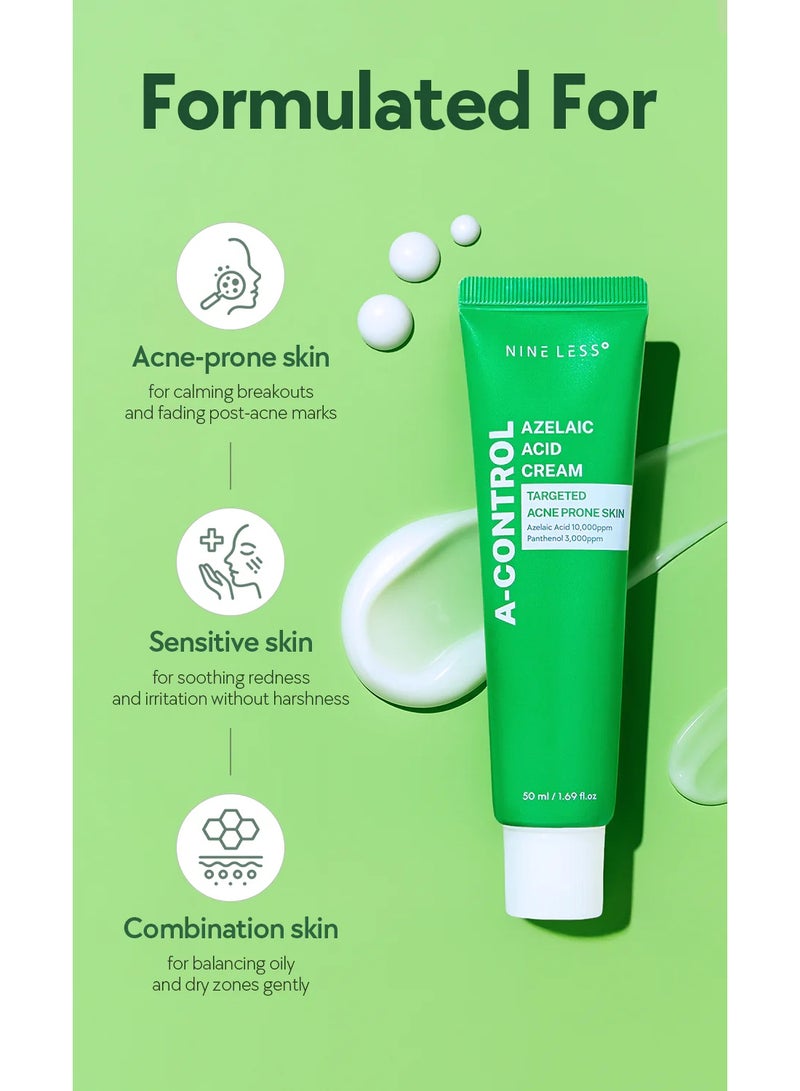 NINELESS A-Control Azelaic Acid Cream – Korean Blemish Clear Moisturizer for Face - Acne-Fighting & Hydrating for Clearer Skin - Blemish Relief, Soothing Recovery, 1.69oz. - Image 5